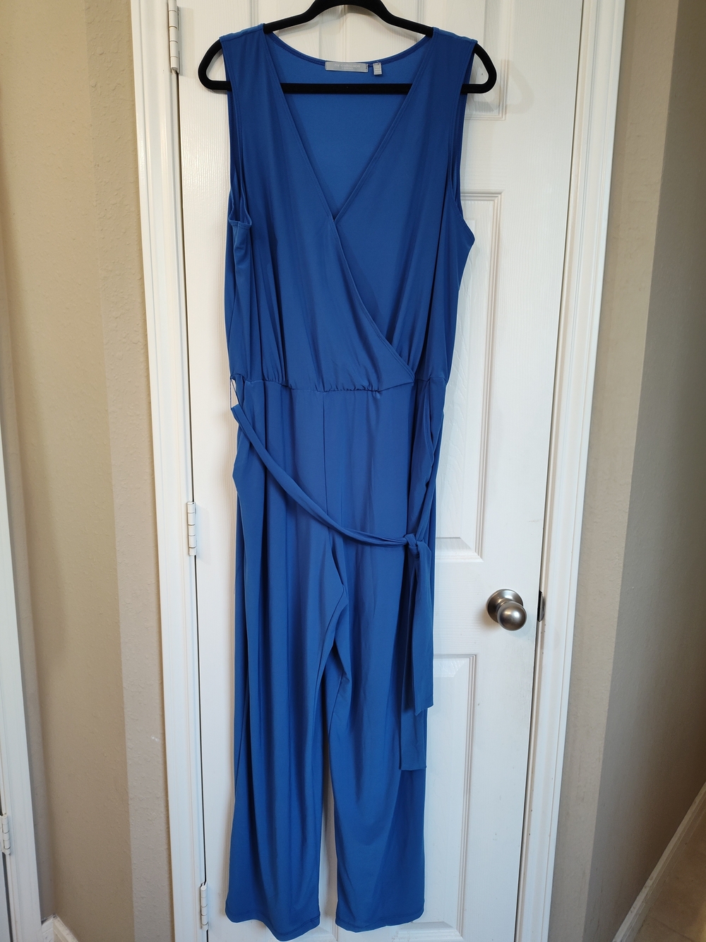 NY Collection Royal Blue Sleeveless Wrap Jumpsuit